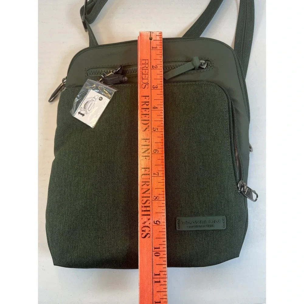 Travelon Anti-Theft Heritage Tour Travel Bag Green Fabric Messenger Crossbody
